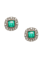 Thumbnail for Emerald Stone with Diamonds and Mossainite Choker and Studs - Ruby Raang