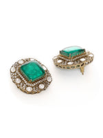 Thumbnail for Emerald Stone with Diamonds and Mossainite Choker and Studs - Ruby Raang
