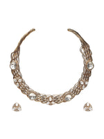 Thumbnail for Golden Kundan & Mossainite Hasli Choker with Studs - Ruby Raang