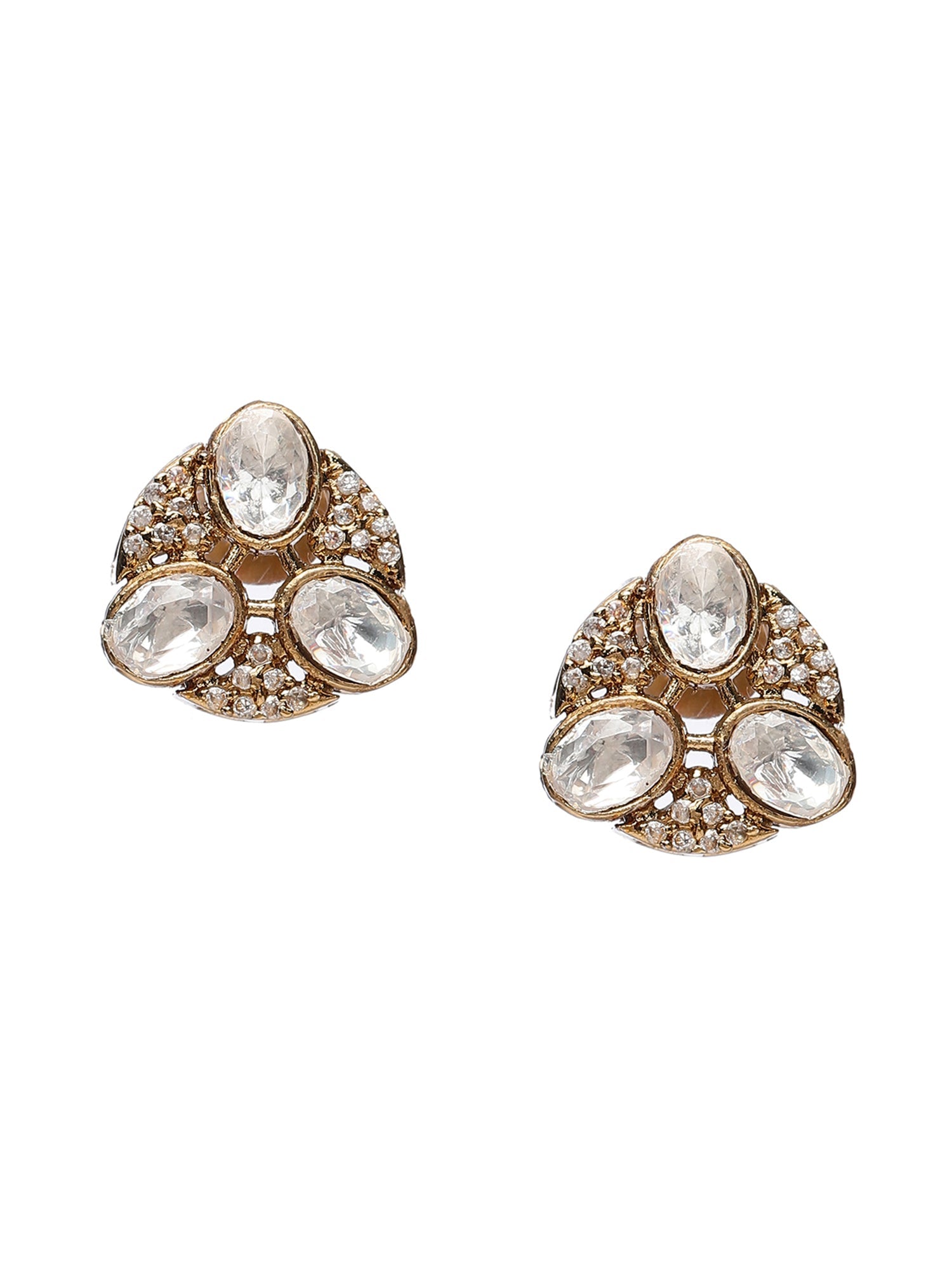 Golden Kundan & Mossainite Hasli Choker with Studs - Ruby Raang