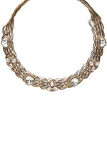 Thumbnail for Golden Kundan & Mossainite Hasli Choker with Studs - Ruby Raang