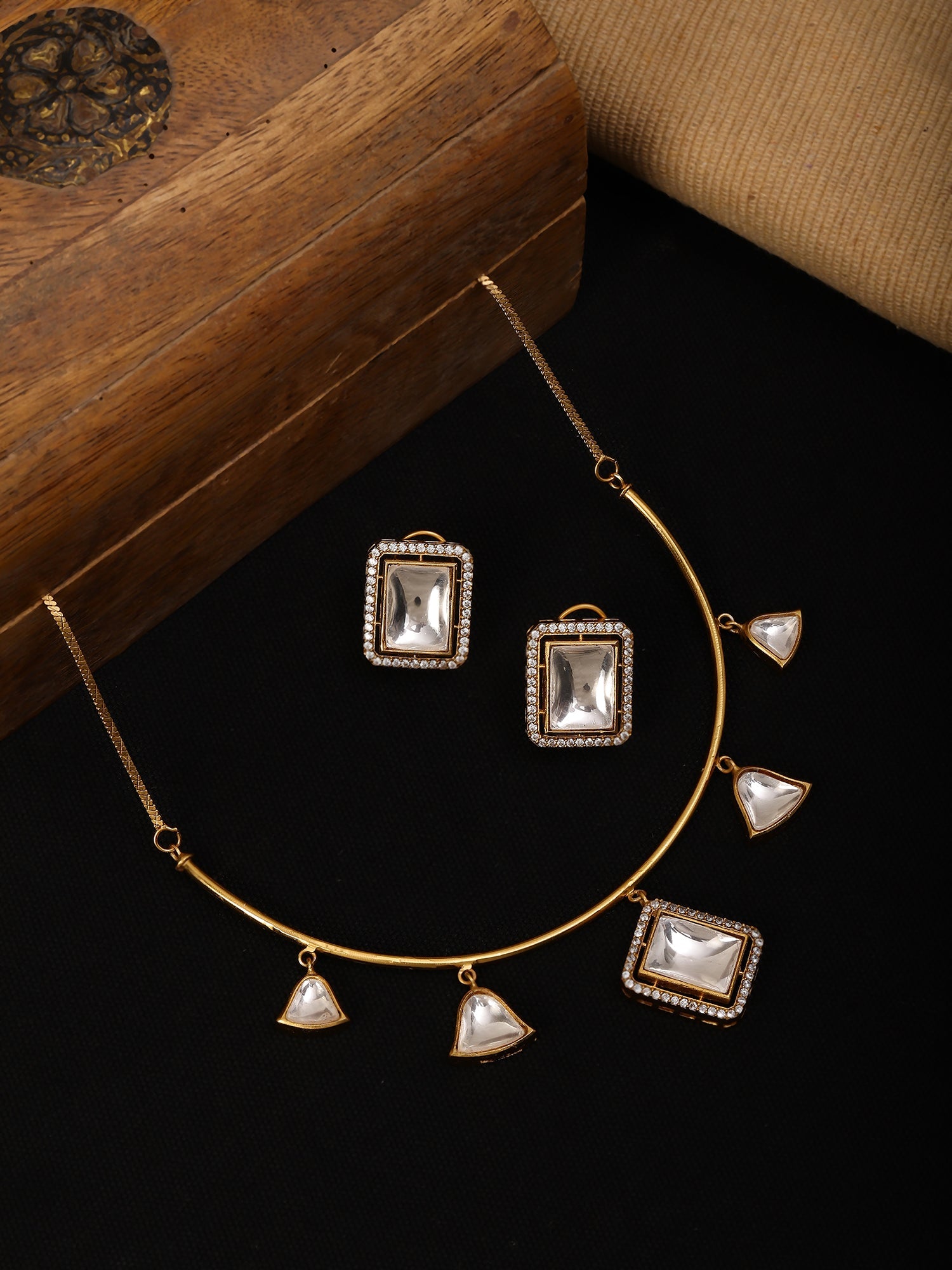 Hasli Neckpiece with Studs - Ruby Raang - Distacart