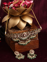Thumbnail for Precious Handcrafted Stone Neckpiece with Emeralds - Ruby Raang