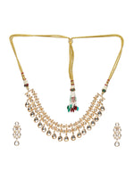 Thumbnail for Kundan & Mossainite Necklace with Earrings - Ruby Raang