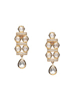 Thumbnail for Kundan & Mossainite Necklace with Earrings - Ruby Raang