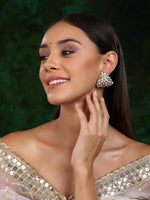 Thumbnail for Triangle Dual Tone Kundan Earrings - Ruby Raang