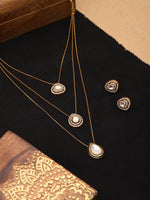 Thumbnail for Layered Kundan Neckpiece with Matching Studs - Ruby Raang