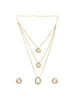 Thumbnail for Layered Kundan Neckpiece with Matching Studs - Ruby Raang
