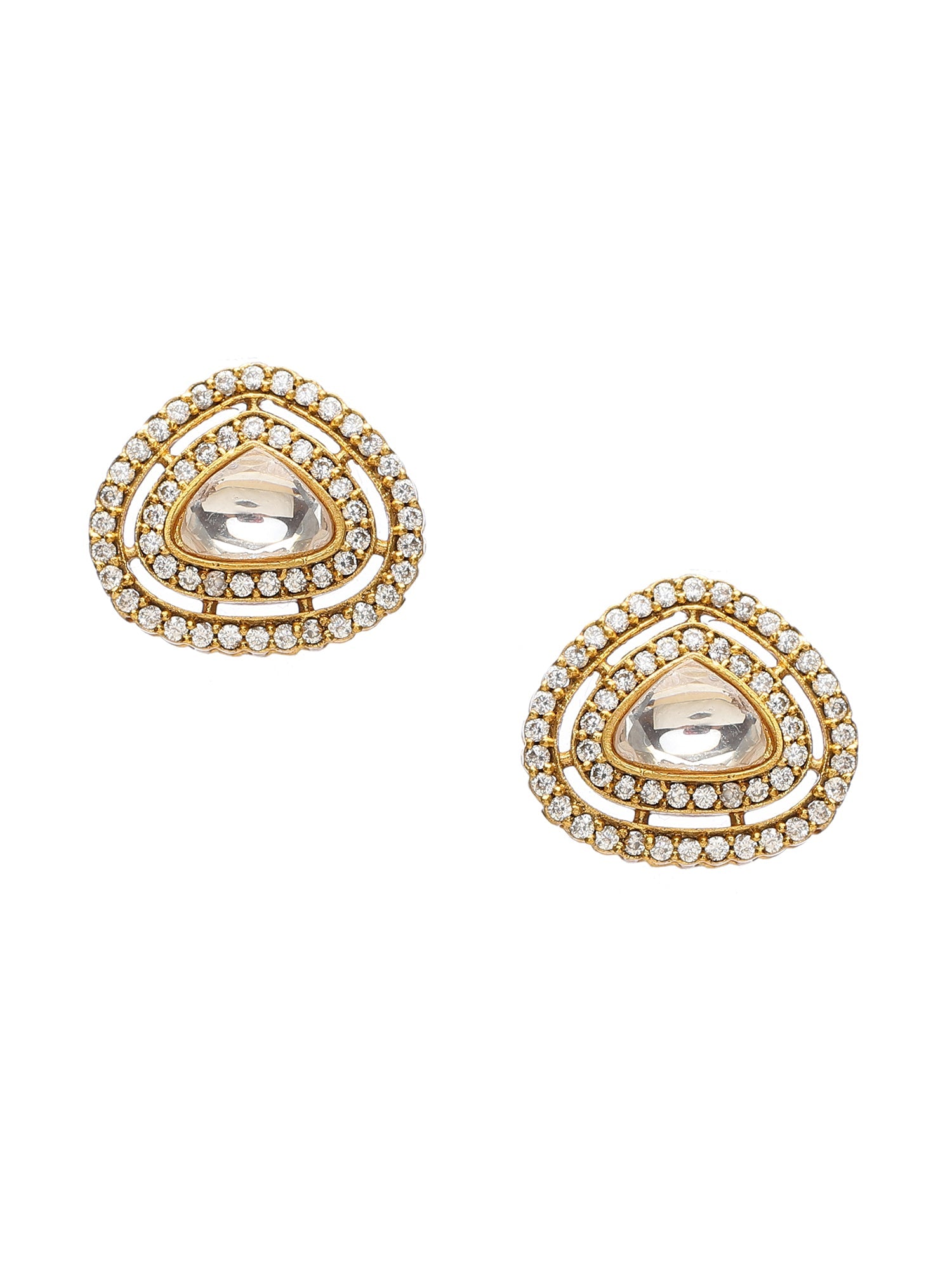 Layered Kundan Neckpiece with Matching Studs - Ruby Raang