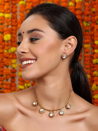 Hasli with Kundan & Mossainite & Matching Studs - Ruby Raang - Distacart