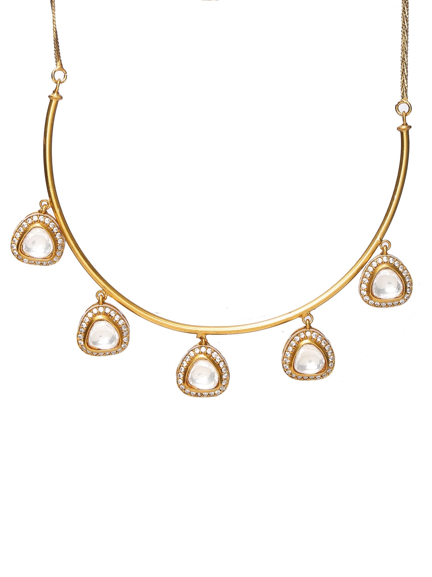 Hasli with Kundan & Mossainite & Matching Studs - Ruby Raang