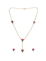 Thumbnail for Handcrafted Patchi Kundan Necklace with Studs - Ruby Raang