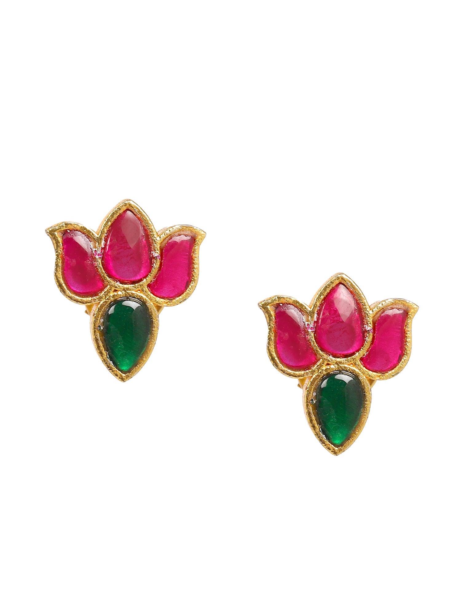 Handcrafted Patchi Kundan Necklace with Studs - Ruby Raang