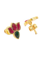Thumbnail for Handcrafted Patchi Kundan Necklace with Studs - Ruby Raang
