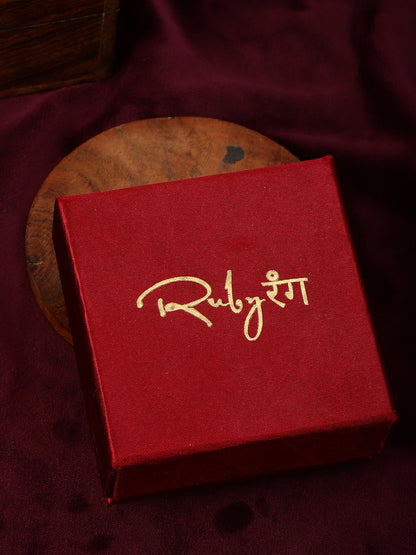 Handcrafted Patchi Kundan Necklace with Studs - Ruby Raang - Distacart