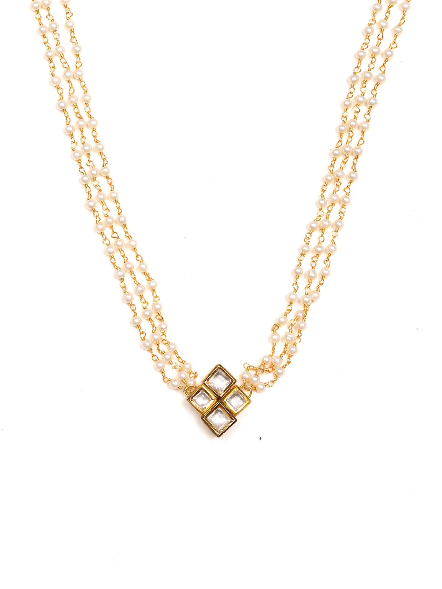 Kundan in Pearl String with Matching Studs - Ruby Raang