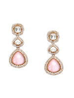 Thumbnail for Multi Stone and Mossainite Kundan Choker with Matching Earrings and Maang Tikka - Ruby Raang