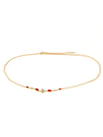 Thumbnail for Red Stone & Clear Patchi Kundan in Pearl Kamar Band - Ruby Raang