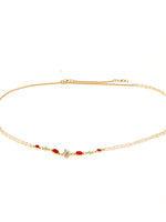 Thumbnail for Red Stone & Clear Patchi Kundan in Pearl Kamar Band - Ruby Raang