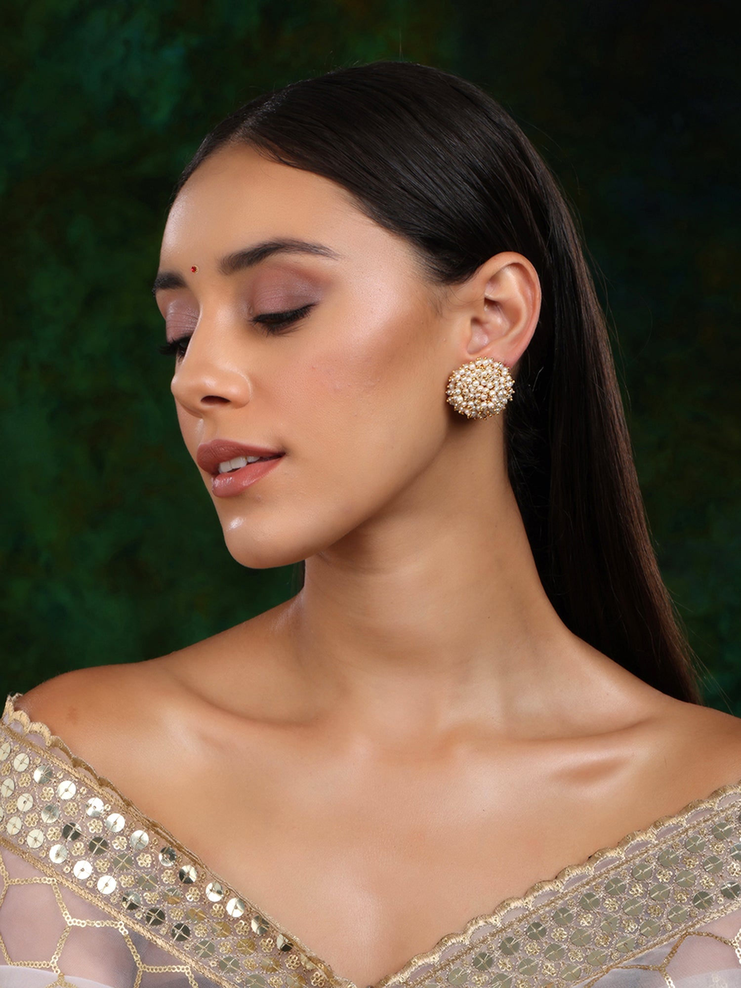 Round Pearl Studs - Ruby Raang - Distacart