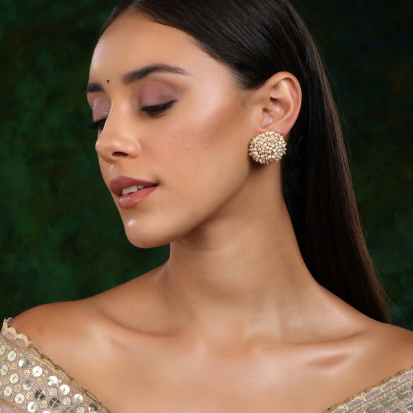 Round Pearl Studs - Ruby Raang - Distacart