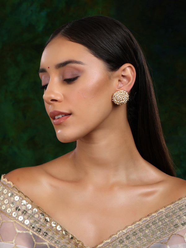 Round Pearl Studs - Ruby Raang