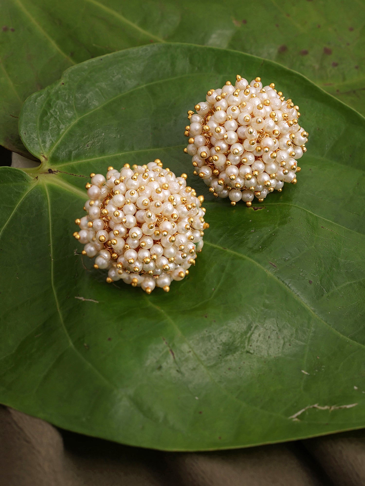 Round Pearl Studs - Ruby Raang - Distacart