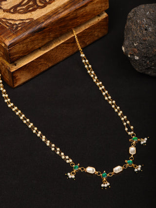 Green Stone & Clear Patchi Kundan in Pearl Kamar Band - Ruby Raang - Distacart