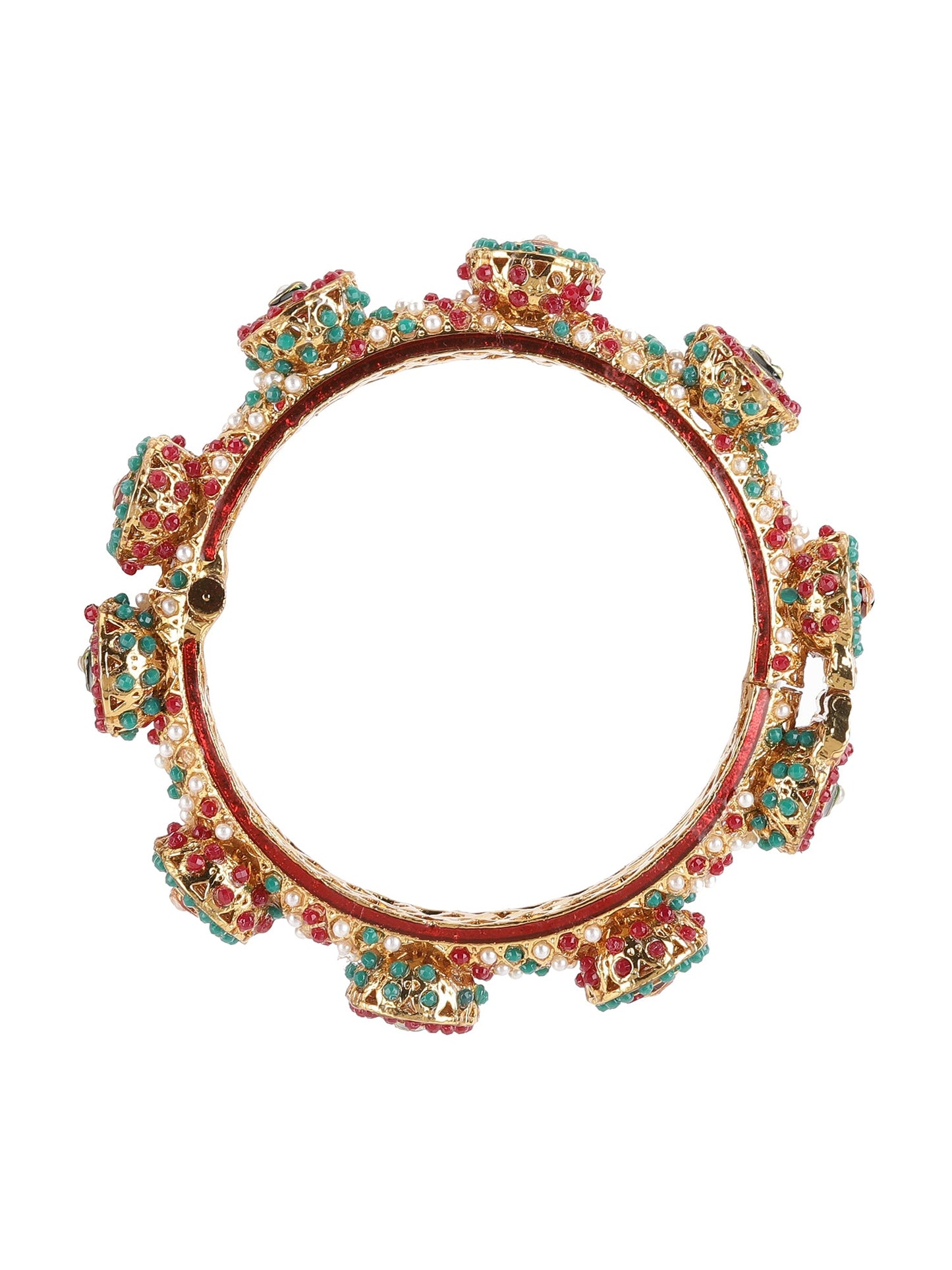 Rajwada Red - Green Hues Handcrafted Heavy Bangles (set of 2) - Ruby Raang - Distacart
