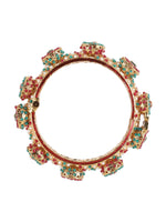 Thumbnail for Rajwada Red - Green Hues Handcrafted Heavy Bangles (set of 2) - Ruby Raang
