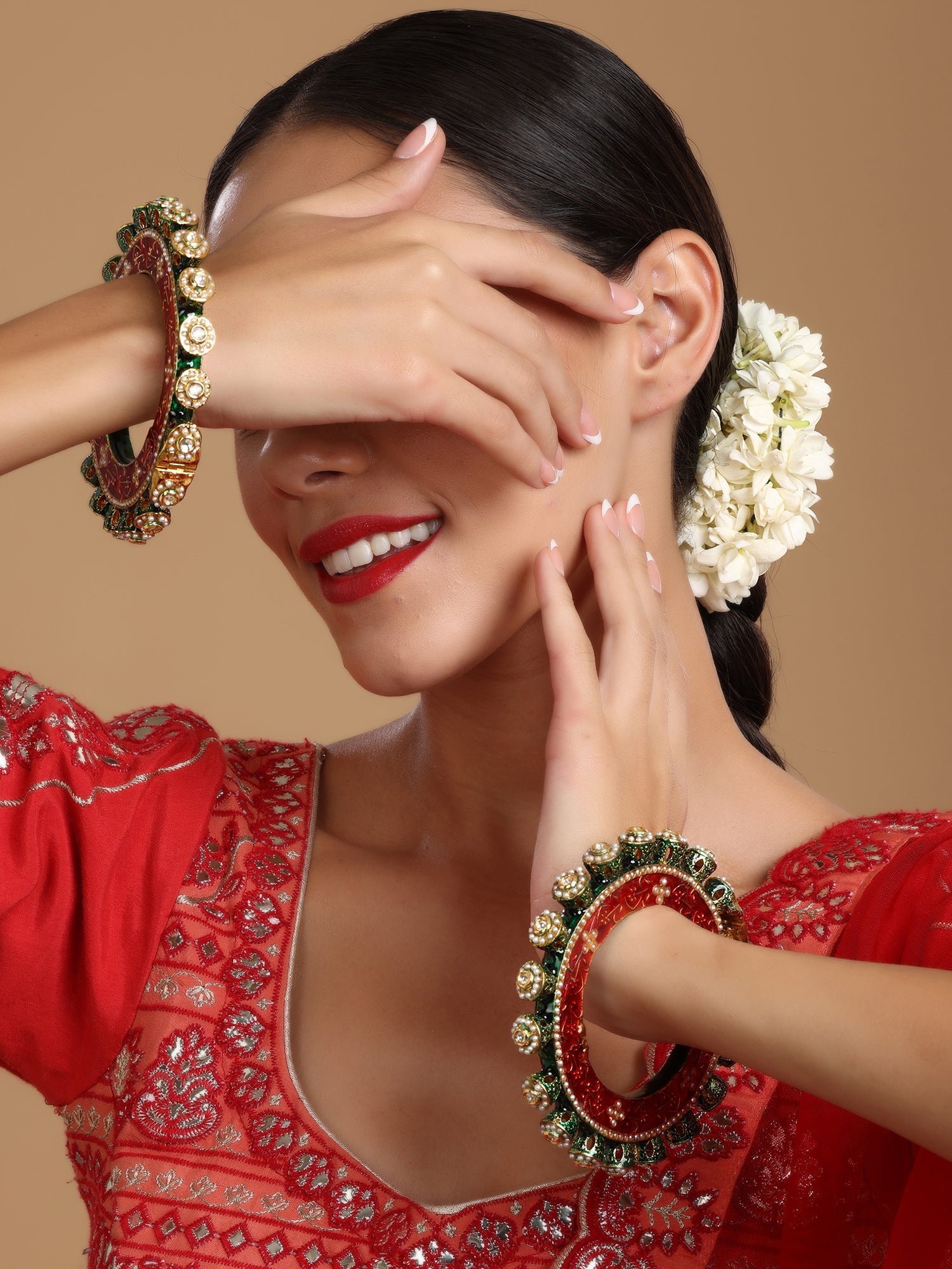 Meenakari Handcrafted Heavy Bangles (set of 2) - Ruby Raang - Distacart