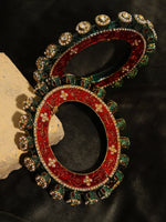 Thumbnail for Meenakari Handcrafted Heavy Bangles (set of 2) - Ruby Raang