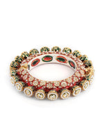 Thumbnail for Red Meenakari Handcrafted Heavy Bangles (set of 2) - Ruby Raang