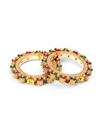 Thumbnail for Pearl Meenakari Handcrafted Heavy Bangles (set of 2) - Ruby Raang