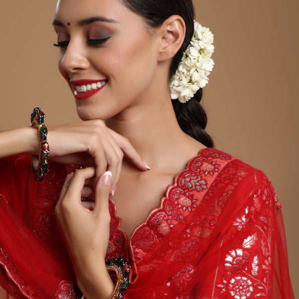 Elephant Blue Meenakari Handcrafted Heavy Bangles (set of 2) - Ruby Raang - Distacart