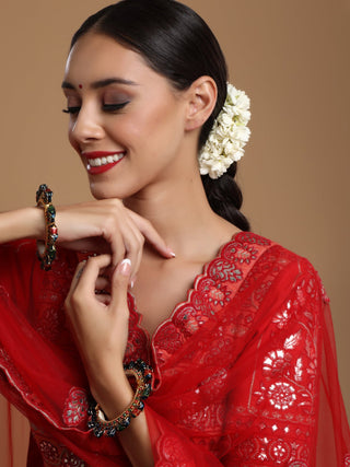 Elephant Blue Meenakari Handcrafted Heavy Bangles (set of 2) - Ruby Raang - Distacart