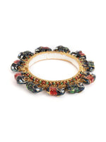 Thumbnail for Elephant Blue Meenakari Handcrafted Heavy Bangles (set of 2) - Ruby Raang
