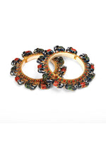 Thumbnail for Elephant Blue Meenakari Handcrafted Heavy Bangles (set of 2) - Ruby Raang