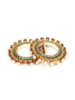 Thumbnail for Oversized Pearl Meenakari Handcrafted Heavy Bangles (set of 2) - Ruby Raang