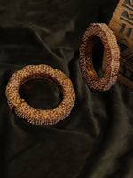 Thumbnail for Golden Pearl Handcrafted Heavy Bangles (set of 2) - Ruby Raang