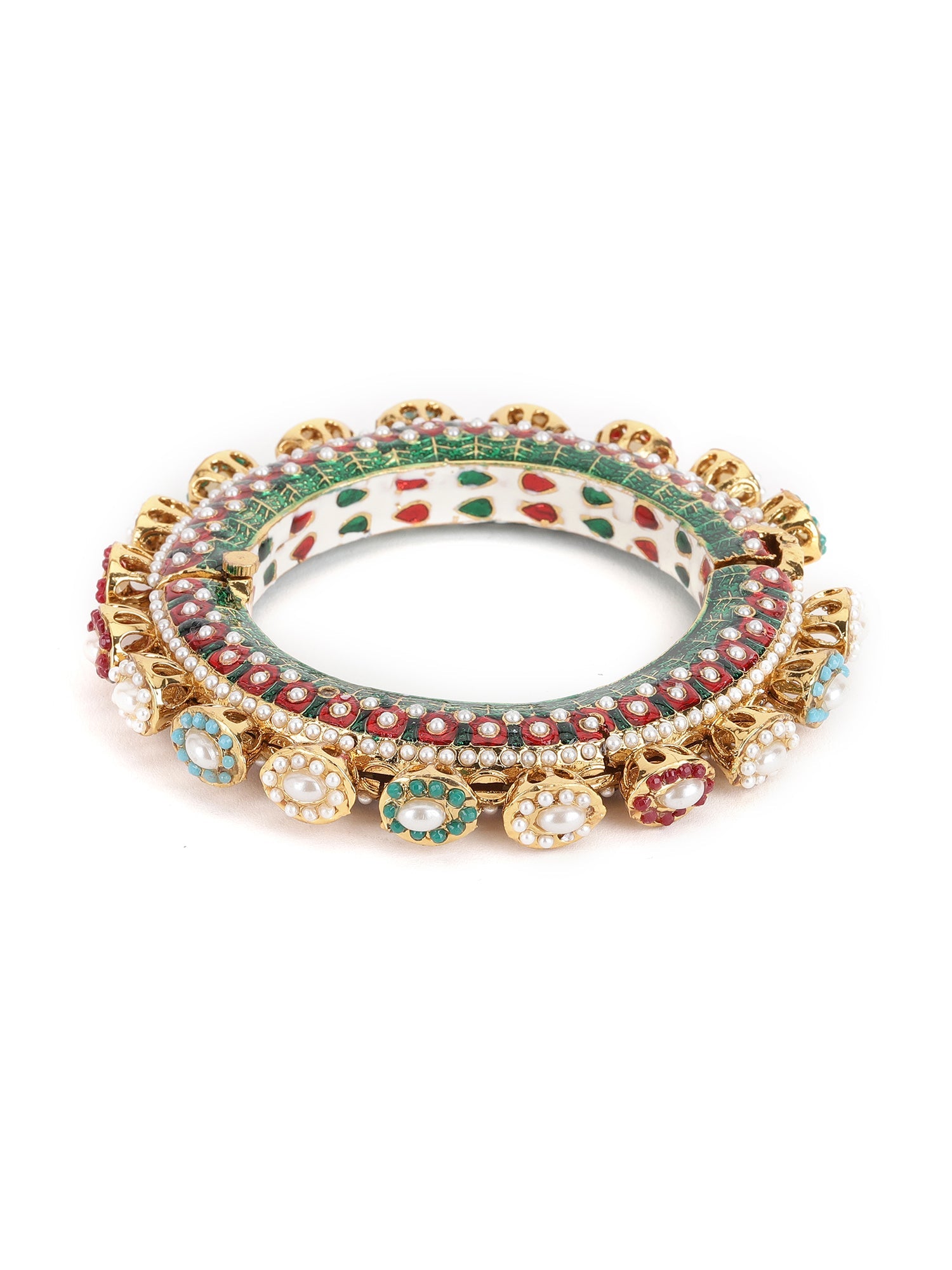 Multi Meenakari Handcrafted Heavy Bangles (set of 2) - Ruby Raang