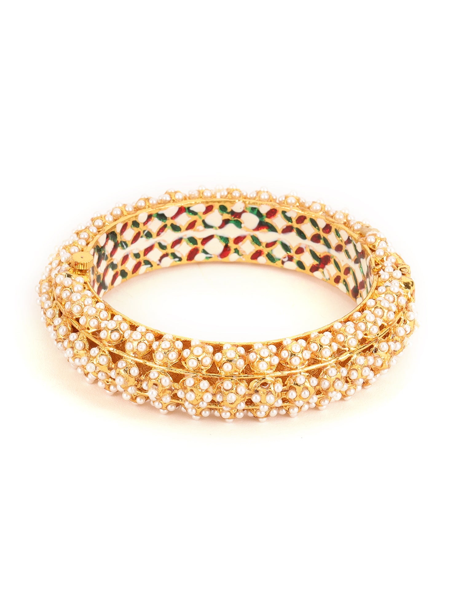 Handcrafted Pearl Heavy Bangles (set of 2) - Ruby Raang