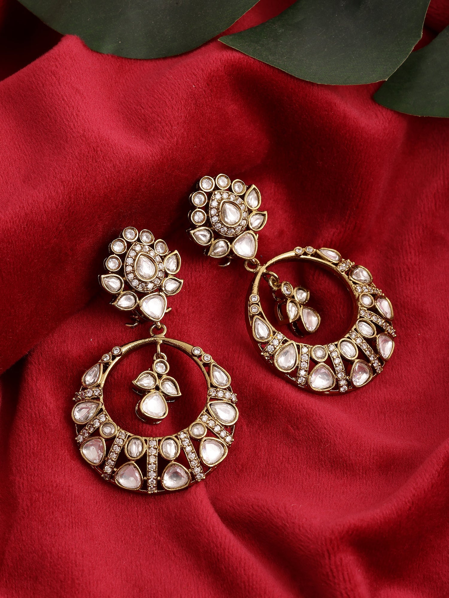 Chand Kundan Earrings - Ruby Raang - Distacart