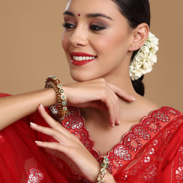 Handcrafted Heavy Bangles (set of 2) - Ruby Raang - Distacart