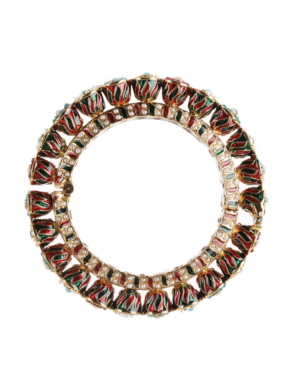 Handcrafted Heavy Bangles (set of 2) - Ruby Raang - Distacart