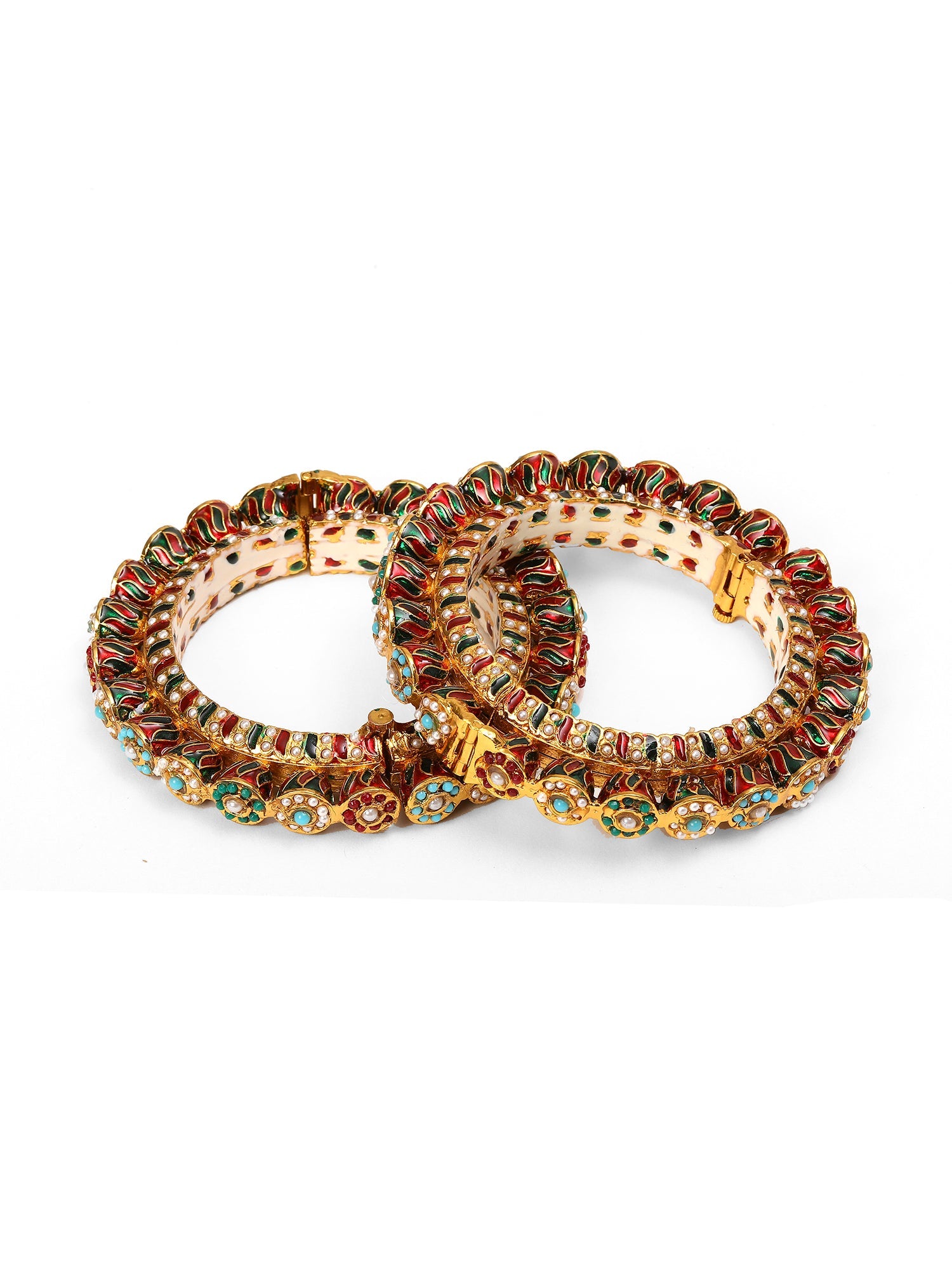 Handcrafted Heavy Bangles (set of 2) - Ruby Raang