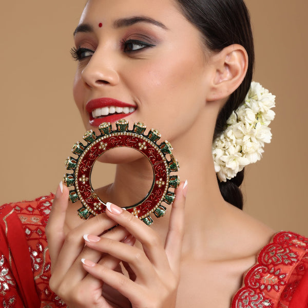 Meenakari Handcrafted Heavy Bangle - Ruby Raang - Distacart