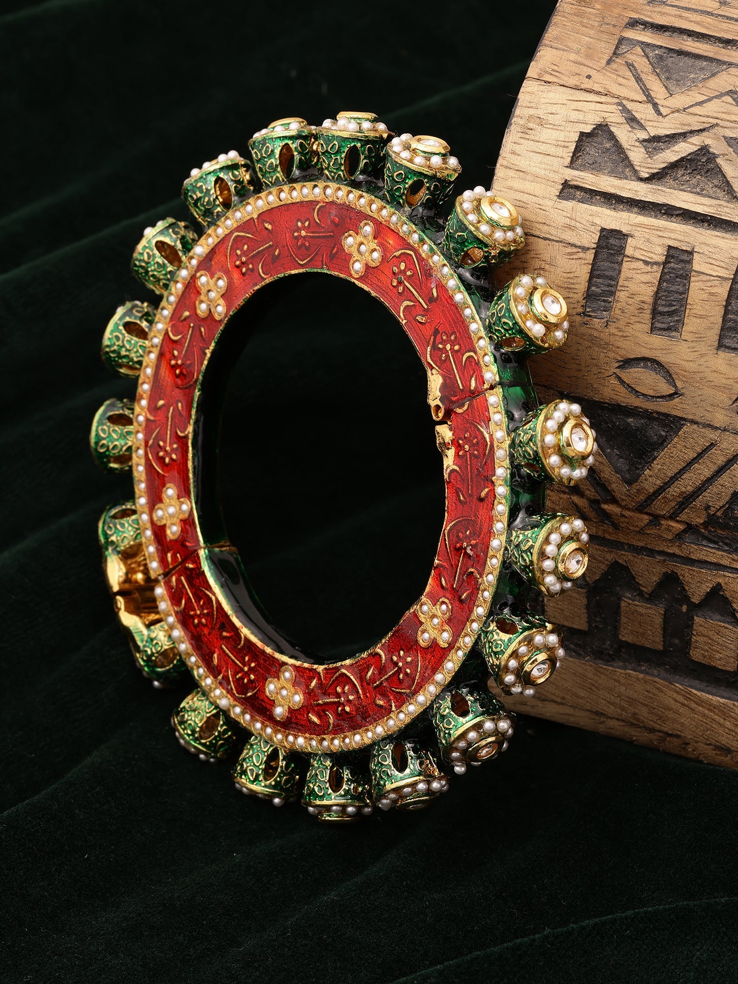 Meenakari Handcrafted Heavy Bangle - Ruby Raang - Distacart