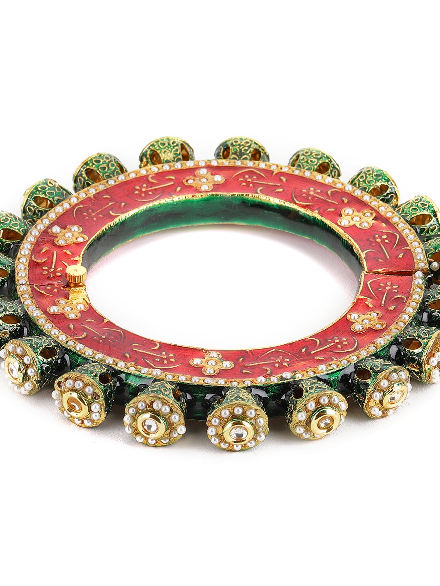 Meenakari Handcrafted Heavy Bangle - Ruby Raang