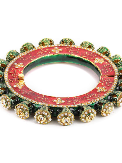 Meenakari Handcrafted Heavy Bangle - Ruby Raang - Distacart